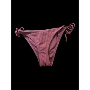 Ron Jon Surf Shop Mauve Pink Ribbed Side Tie Bikini Bottoms Size Medium